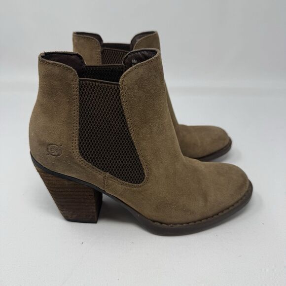 BORN Heeled Boots Womens 6 Brown Suede Leather Comfort Western Boho - Picture 1 of 10